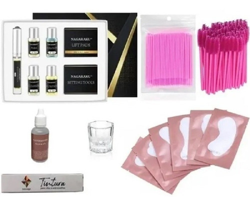 Kit Completo Nagaraku Lash Lifting Cílios Tintura Pads