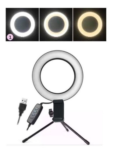 Kit Ring Light 16 Cm Led Iluminador Portátil Mini Tripé