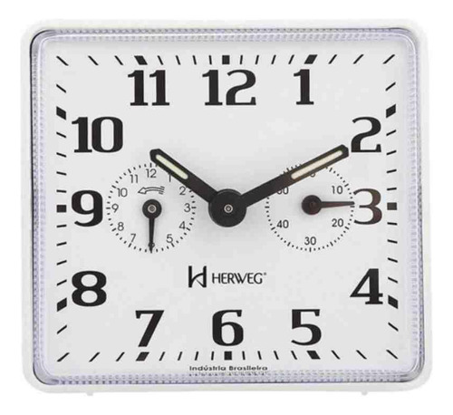 Relógio Despertador Branco Mecânico Herweg 2245