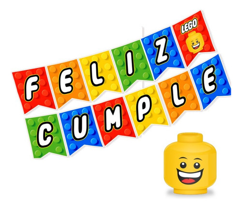 Banderin Feliz Cumple X12 Lego Rojo Lego
