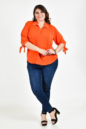 Blusa Con Moño Roman Fashion /tallas Extras, 2294 (naranja)