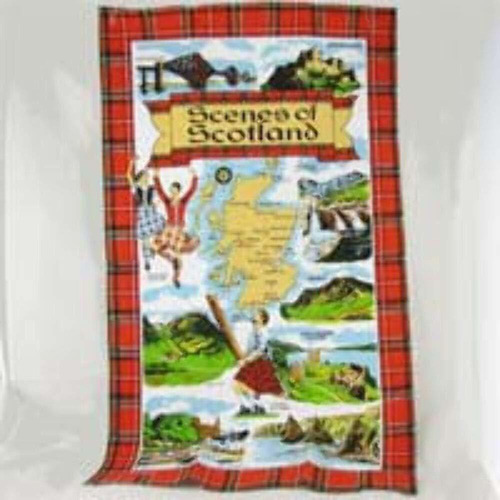 Escocia Paño Cocina Escoz Escena Mapa Recuerdo Regalo Punto