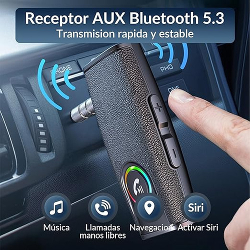 Kopira Receptor Bluetooth 5.3, Adaptador Bluetooth Aux Para Coche Audio Micrófono Incorporado, A2dp Estéreo Y Llamadas Manos Libres En Auto, Bluetooth Jack 3.5 Para Altavoces Y Coche