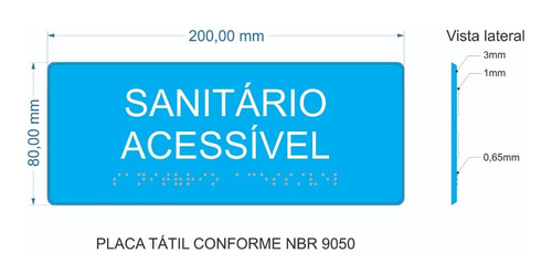 Placa Sinalização Visual Braille Relevo Banheiro Acessível