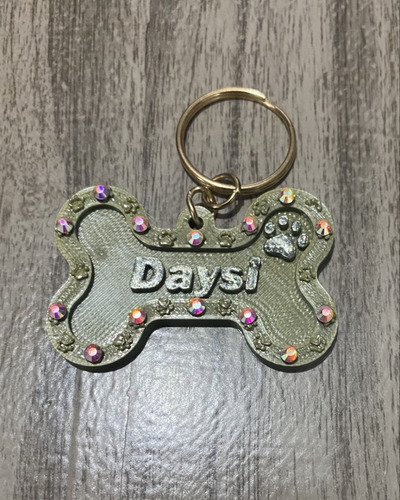 Placa Para Perrita Con Cristales Incrustados