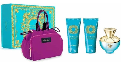 Set Versace Dylan Turquoise Edt 100ml+crema+gel Baño Y Bolso