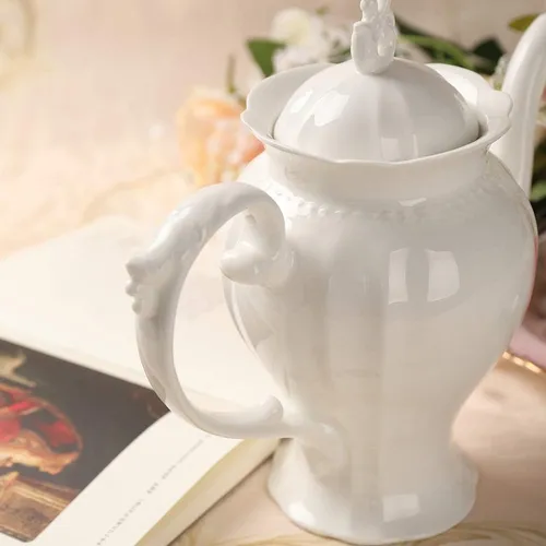 Tetera Inglés Ultra Blanca De Porcelana Fina, Cafetera, Peso