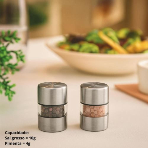 Kit De Mini Moedor Especiarias Temperos Inox Moinho Manual