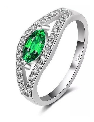 Imagen 1 de 8 de Anillo Naturaleza Elegante Hermoso Con Esmeralda Cultivada
