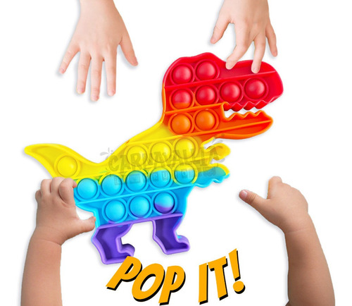 Imagen 1 de 9 de Pop It Juguete Burbujas Antiestres Colores Dinosaurio Rex