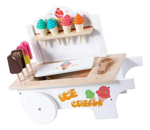 Juguete De Carrito De Helado De Madera, Juego De Juguete De