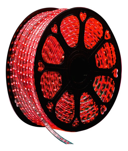 Mangueira Fita Led Chata 100 Metros 2 Conectores 220v - 5050 Luz Vermelho