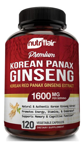 Ginseng Rojo Coreano Panax 1600mg Capsulas Memoria Energía