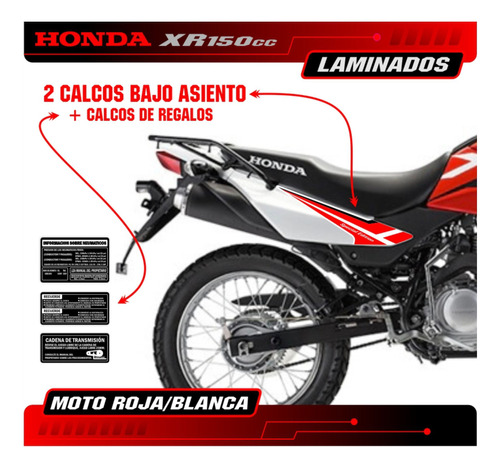 Kit Calcos - Gráfica Honda Xr 150 L - Calcos Bajo Asiento