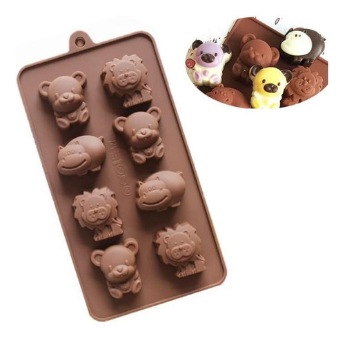 Molde Silicon 8 Mini Animalitos - Chocolates Fondant Gomitas