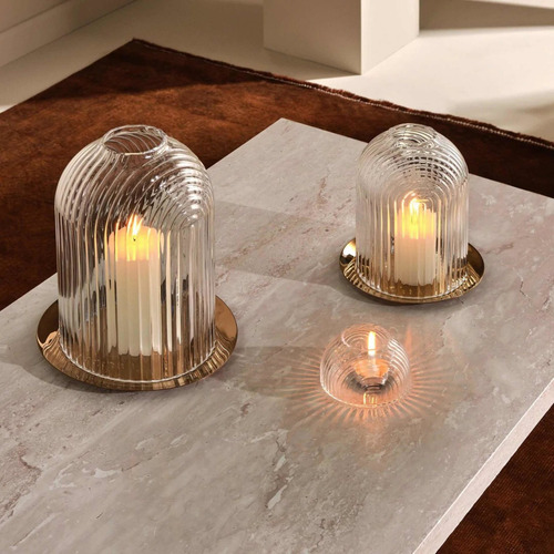 Imagen 3 de 9 de Portavela Fanal Campana Cristal Velas Nude 21 Cms Mediano X1