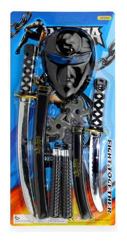 Set De Juguete Armas Ninjas Con Mascara Color Negro
