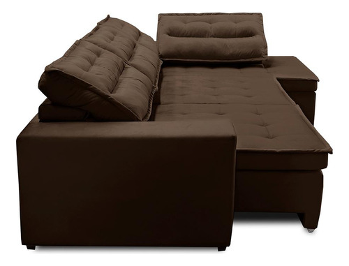 Sofá Canto Ret. Rec. Molas 3,40x2,00 Virginia Suede Marrom