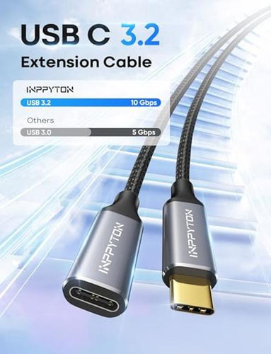 Cable De Extensión Usb C De 10 Pies, Cable De Extensión Usb