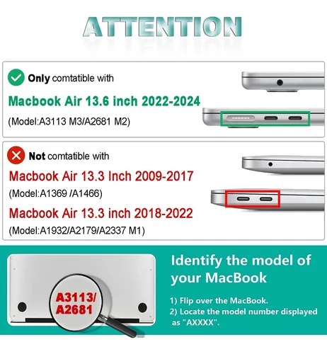 Vvilang Funda Compatible Con Macbook Air De 13.6 Pulgadas 20