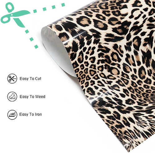 25 X 30,5 Cm, Vinilo Termoadhesivo Estampado De Leopard...