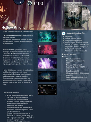 Hollow Knight - Descarga Digital - Pc #367520