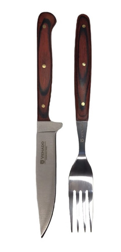 Set Cuchillo Tenedor Acero Inoxidable Venado + Funda Cocina