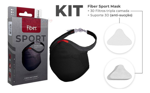 Imagem 1 de 5 de Kit Máscara Fiber Knit 3d Sport Com 1 Suporte, 30 Refil E Nf