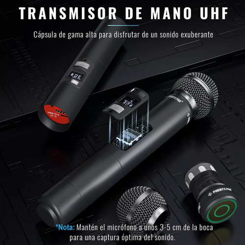 Sistema De Micrófono Inalámbrico Dual Uhf Phenyx Pro Ptu-71b