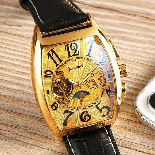 Reloj Mecánico De Cuero Luminoso De Moda G065