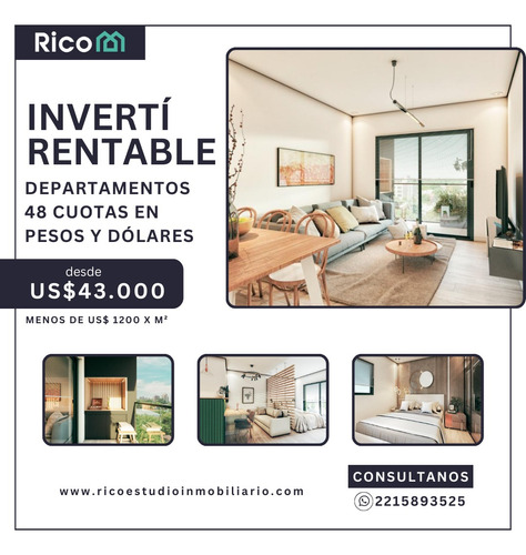 Oportunidad Para Inversores. Inverti Rentable Y Seguro. Departamentos A Estrenar. En Pesos Y En Dolares Hasta En 48 Pagos. Ideal Para Alquiler Temporario. Renta De 400 Usd Mensuales