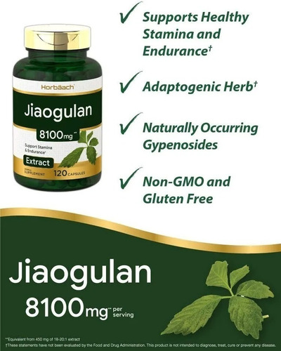 Imagen 3 de 3 de Jiaogulan 120 Capsulas 8100mg Gynostemma Pentaphyllum