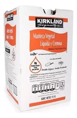 Manteca Vegetal Liquida Cremosa Kirkland Signature 17.4l