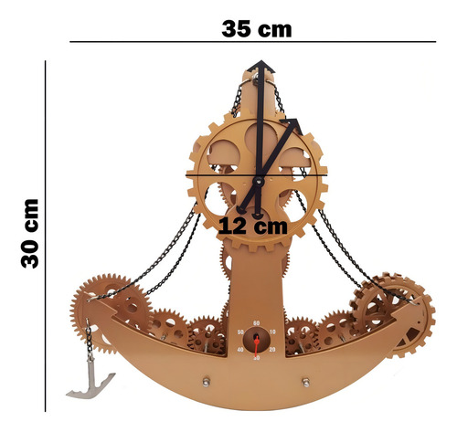 Reloj Con Engranes Steampunk En Forma De Ancla 3d 2 Colores Color Dorado