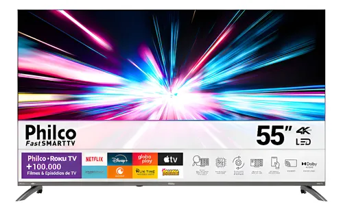 Smart Tv 55 Philco 4k Uhd Led Roku Tv Dolby Audio P55cra