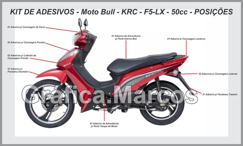 Adesivos Moto - Bull Krc F5-lx - 50cc - Kit * Frete Grátis *