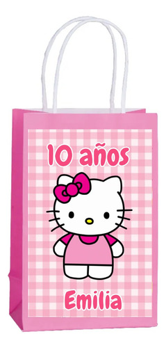 12 Bolsas Hello Kitty Para Dulces Cotillón Personalizado