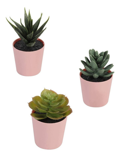 Juego De 3 Mini Plantas Artificiales Realistas Falsas Con Ma