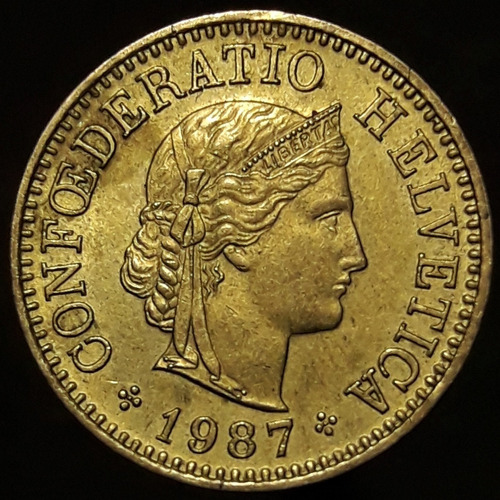 Moneda Suiza 5 Rappen 1987