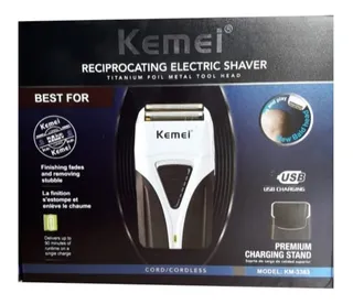 Barbeador Kemei Usb Preto/cinza Mais Vendido + Brinde