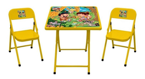 Conjunto De Mesa Infantil Zoológico Com 2 Cadeiras Açomix