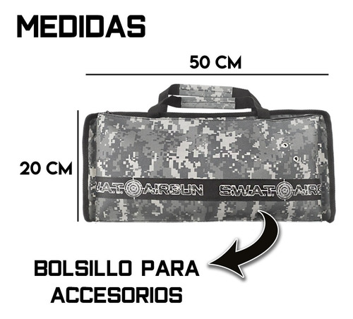 Imagen 3 de 10 de Funda Pistola 50 Cm Estuche Acolchado Premium Swat Airguns