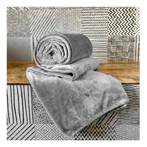 Cobertor Bonne Nuit Microfibra flannel cor cinza com design liso de 2.2m x 1.8m