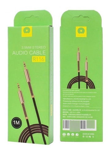 Imagen 3 de 3 de Cable Auxiliar 3.5mm Audio Stereo Plug And Plug Wuw 1 Metro