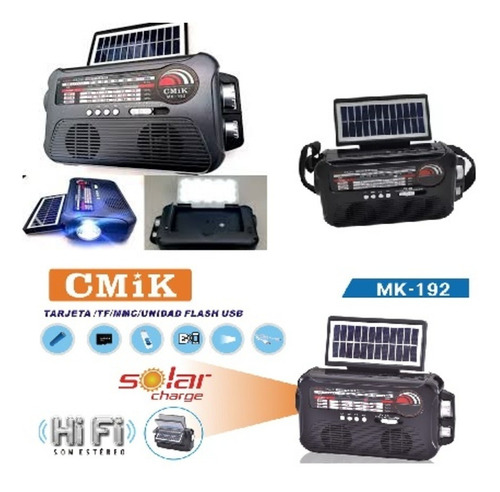Imagem 1 de 4 de Radio Caixa Som Solar Bluetooth Portatil Am Fm Usb Sd Bivolt