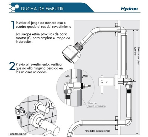 Imagen 4 de 7 de Griferia Ducha Hydros Con Transferencia Baño Viva Plus