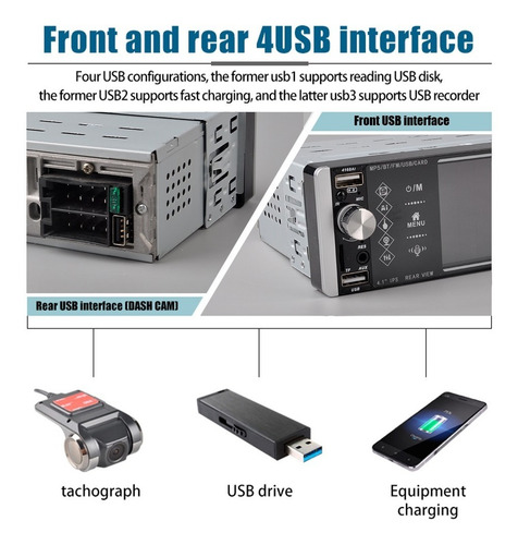 Radio Auto 1 Din Pantalla 4.1 Bluetooth Mando Volante