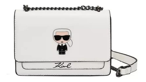 Bolso Bandolera De Cuero Karl Lagerfeld De Lujo De Moda 2022 Color Blanco