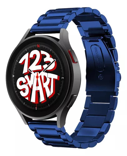 Pulseira De Aço Inoxidavel 22mm Marca 123smart Compativel Com Samsung Galaxy Watch 46mm Gear S3 Classic Frontier Watch 3 45mm Gear 2 -  Cor Azul