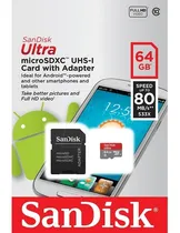 Comprar Memoria Micro Sdxc Uhs-l 64gb Sandisk Clase 10 533x 80mb\u002Fs